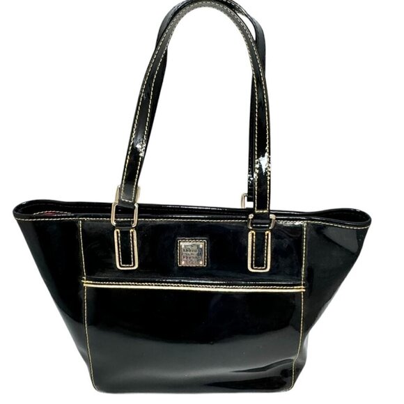 Dooney & Bourke Black Patent Tote Shopper Bag 14 x 9 x 6 Authentic - Picture 1 of 9